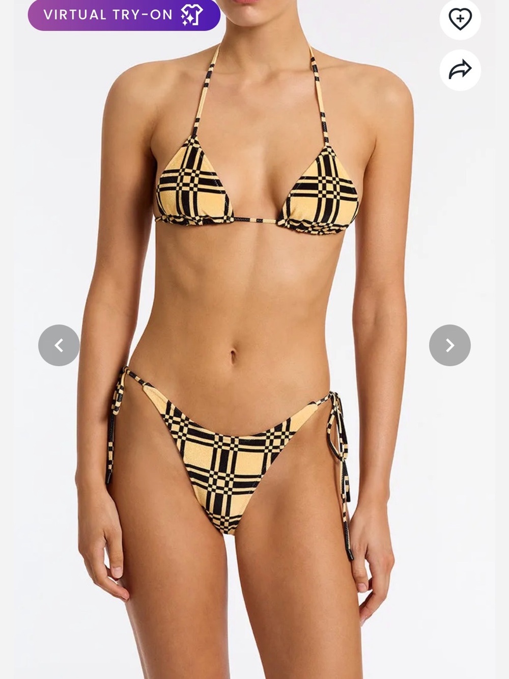 triangl swimwear Yellow Plaid Tie-Side Triangle Bikini
